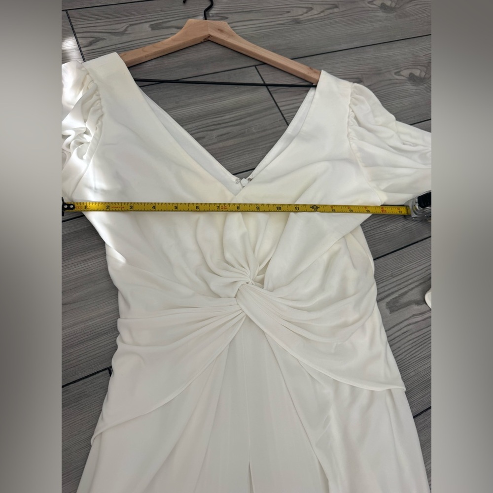 Self Portrait Ivory Jersey Twist Pleated Dress - 4 - Picture 11 of 13